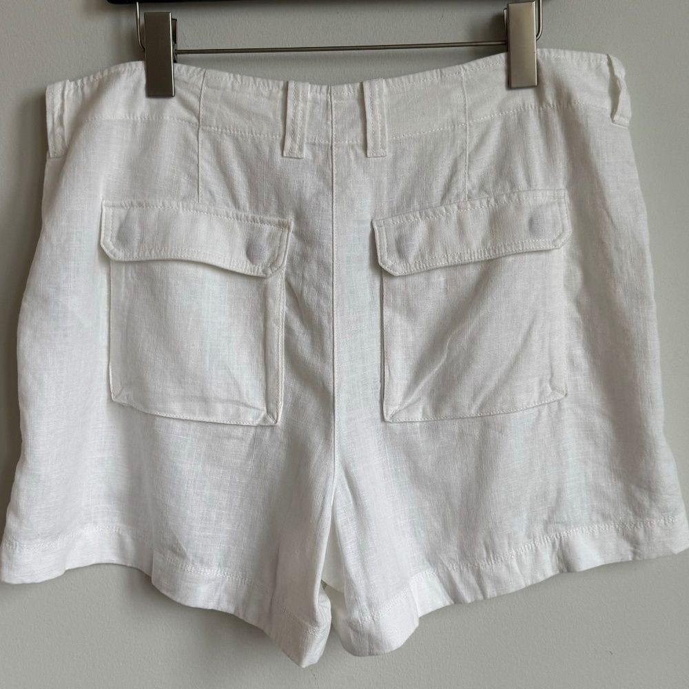 J Crew White Linen Blend Cargo Shorts Size 14 - Picture 5 of 6